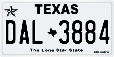 TX license plate DAL3884
