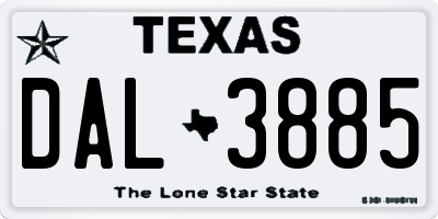 TX license plate DAL3885