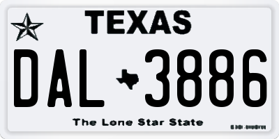 TX license plate DAL3886
