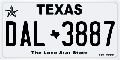 TX license plate DAL3887