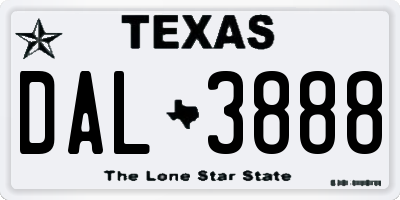 TX license plate DAL3888