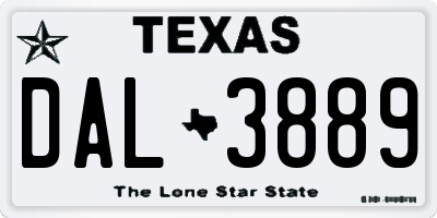 TX license plate DAL3889