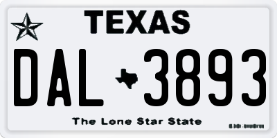 TX license plate DAL3893