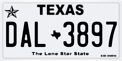 TX license plate DAL3897