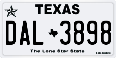 TX license plate DAL3898