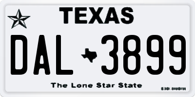 TX license plate DAL3899