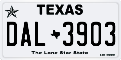 TX license plate DAL3903