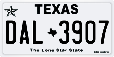TX license plate DAL3907