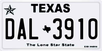 TX license plate DAL3910
