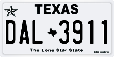 TX license plate DAL3911