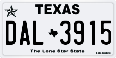 TX license plate DAL3915