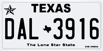 TX license plate DAL3916