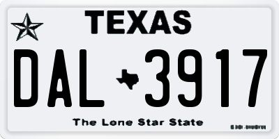 TX license plate DAL3917