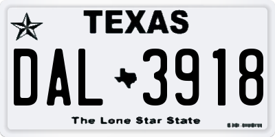 TX license plate DAL3918