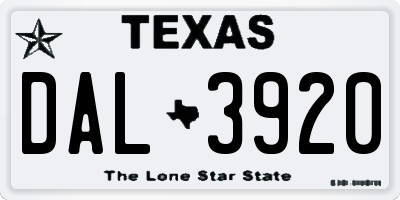 TX license plate DAL3920