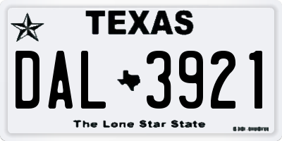 TX license plate DAL3921