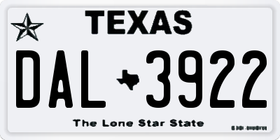 TX license plate DAL3922
