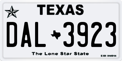 TX license plate DAL3923