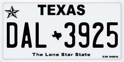 TX license plate DAL3925