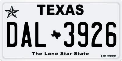 TX license plate DAL3926