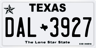 TX license plate DAL3927