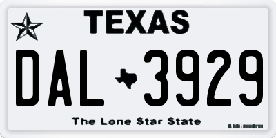 TX license plate DAL3929