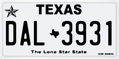 TX license plate DAL3931