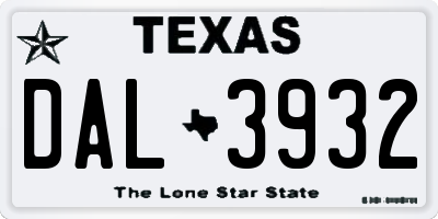 TX license plate DAL3932