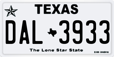 TX license plate DAL3933