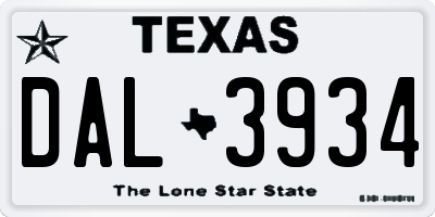 TX license plate DAL3934