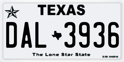 TX license plate DAL3936