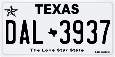TX license plate DAL3937