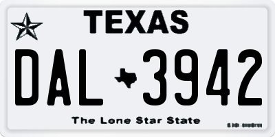 TX license plate DAL3942
