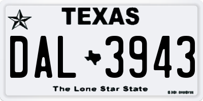 TX license plate DAL3943