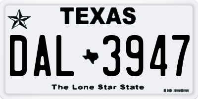 TX license plate DAL3947