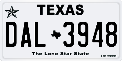 TX license plate DAL3948