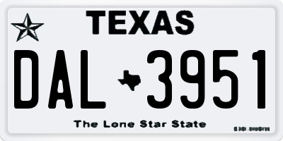 TX license plate DAL3951
