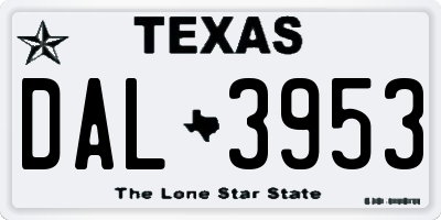 TX license plate DAL3953