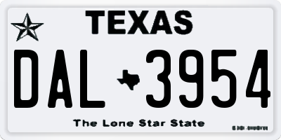 TX license plate DAL3954
