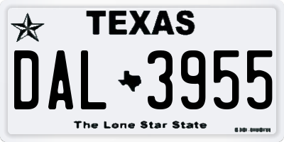 TX license plate DAL3955