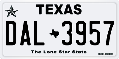 TX license plate DAL3957