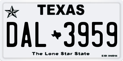 TX license plate DAL3959