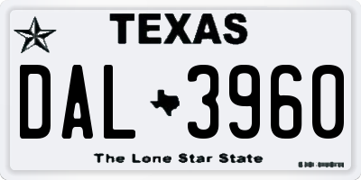 TX license plate DAL3960