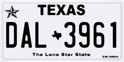 TX license plate DAL3961