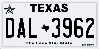 TX license plate DAL3962