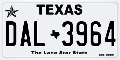 TX license plate DAL3964