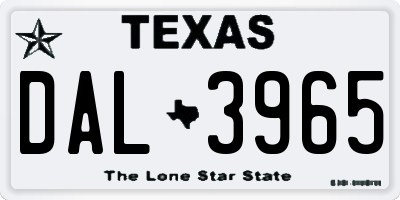 TX license plate DAL3965