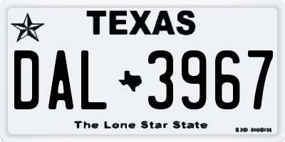TX license plate DAL3967