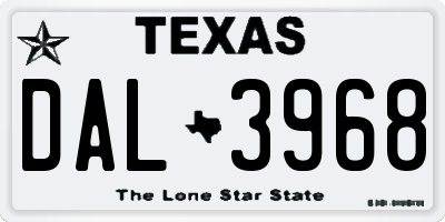 TX license plate DAL3968
