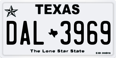 TX license plate DAL3969
